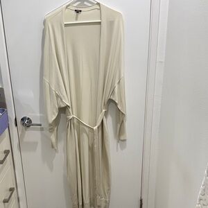 Express Light Cream Long Draped Robe with Belt
